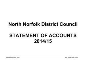 North Norfolk District Council STATEMENT OF ACCOUNTS 2014/15 Statement of Accounts 2014/15