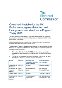 Combined timetable for the UK Parliamentary general election and