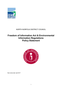 Freedom of Information Act &amp; Environmental Information Regulations Policy Statement