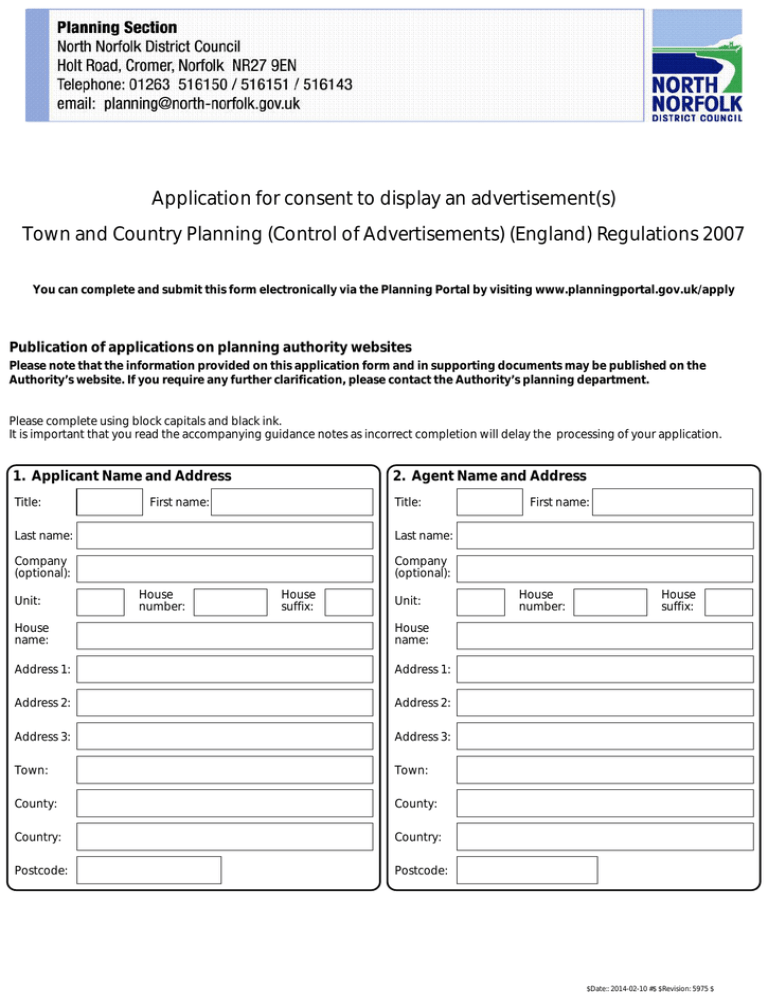 Application For Consent To Display An Advertisement s 