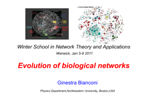 Evolution of biological networks Winter School in Network Theory and Applications
