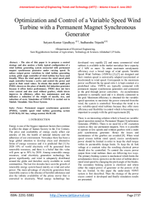 Optimization and Control of a Variable Speed Wind Generator