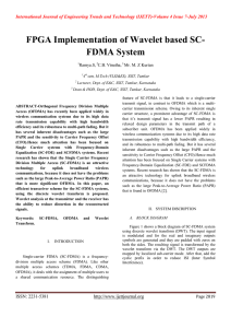 FPGA Implementation of Wavelet based SC- FDMA System