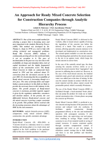 An Approach for Ready Mixed Concrete Selection Hierarchy Process