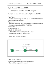 Equivalence of  PDAs and CFGs Proof idea