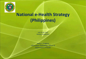National e-Health Strategy (Philippines)  Jovita V. Aragona
