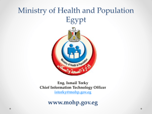 Ministry of Health and Population Egypt www.mohp.gov.eg Eng. Ismail Torky