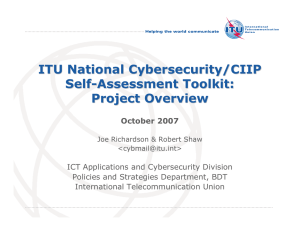 ITU National Cybersecurity/CIIP Self - Assessment Toolkit: