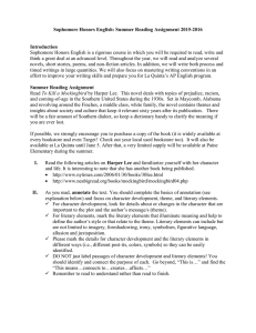 Sophomore Honors English: Summer Reading Assignment 2015-2016  Introduction