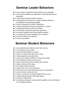Seminar Leader Behaviors