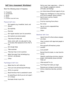 Self Care Assessment Worksheet Rate the following areas in frequency