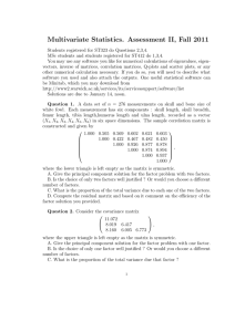 Multivariate Statistics. Assessment II, Fall 2011