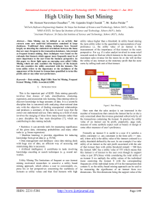 High Utility Item Set Mining Mr. Hemant Narorottam Chaudhari