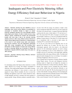 Inadequate and Poor Electricity Metering Affect  Divine N. Utazi