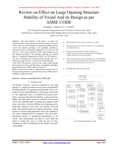 Review on Effect on Large Opening Structure ASME CODE Zaid Khan