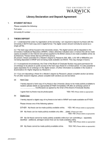 Library Declaration and Deposit Agreement  1. 2.