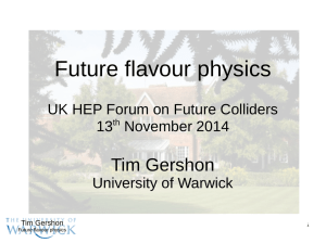 Future flavour physics Tim Gershon UK HEP Forum on Future Colliders 13