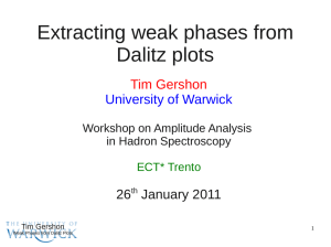 Extracting weak phases from Dalitz plots Tim Gershon University of Warwick