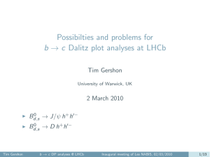 Possibilties and problems for Tim Gershon 2 March 2010