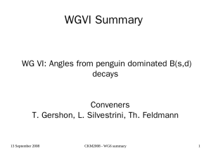 WGVI Summary WG VI: Angles from penguin dominated B(s,d) decays Conveners