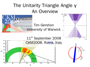 The Unitarity Triangle Angle γ An Overview Tim Gershon University of Warwick