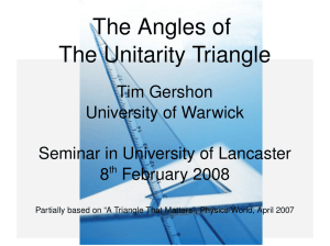 The Angles of  The Unitarity Triangle Tim Gershon University of Warwick