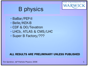 B physics BaBar/PEP-II Belle/KEK-B CDF &amp; D0/Tevatron