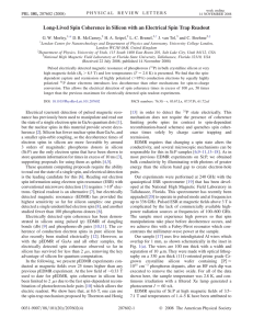 Long-Lived Spin Coherence in Silicon with an Electrical Spin Trap... G. W. Morley, D. R. McCamey, H. A. Seipel,