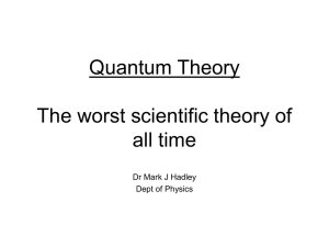 Quantum Theory The worst scientific theory of all time Dr Mark J Hadley