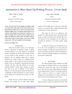 Automation in Sheet Metal Tig Welding Process: A Case Study