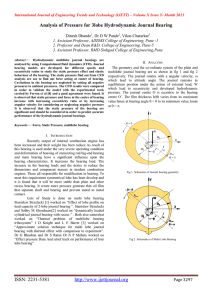 Analysis of Pressure for 3lobe Hydrodynamic Journal Bearing