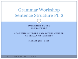 Grammar Workshop Sentence Structure Pt. 2