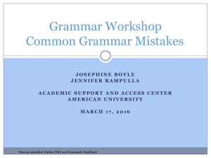 Grammar Workshop Common Grammar Mistakes