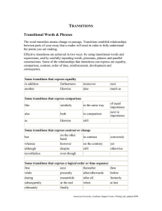 T  Transitional Words &amp; Phrases RANSITIONS