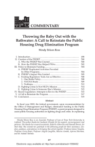 COMMENTARY Throwing the Baby Out with the Housing Drug Elimination Program