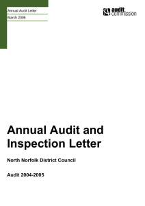 Annual Audit and Inspection Letter North Norfolk District Council