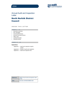 Annual Audit and Inspection Letter North Norfolk District