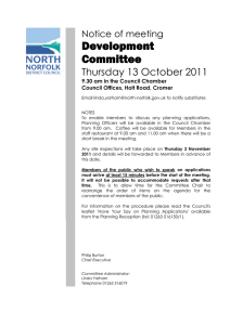 Development Committee  Thursday 13 October 2011