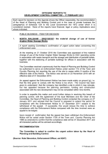 OFFICERS’ REPORTS TO DEVELOPMENT CONTROL COMMITTEE – 17 FEBRUARY 2011