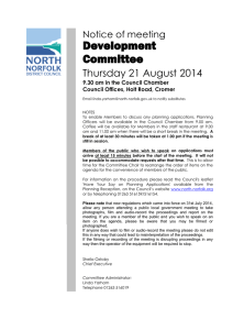 Development Committee  Thursday 21 August 2014