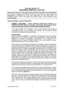 OFFICERS’ REPORTS TO DEVELOPMENT COMMITTEE – 21 JULY 2011