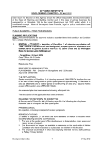 Each report for decision on this Agenda shows the Officer... of  the  Head  of  Planning ... OFFICERS’ REPORTS TO – 31 MAY 2012