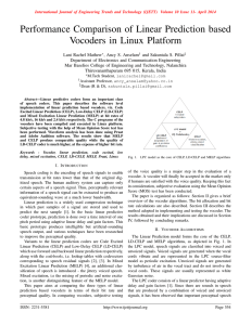 Performance Comparison of Linear Prediction based Vocoders in Linux Platform