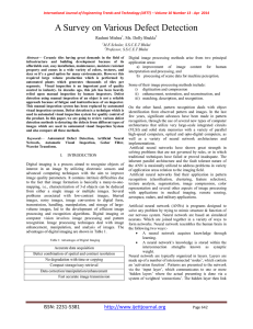 A Survey on Various Defect Detection Rashmi Mishra , Ms. Dolly Shukla