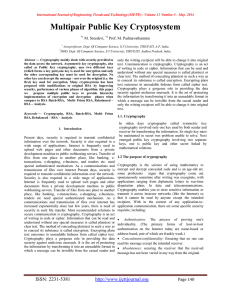 Multipair Public Key Cryptosystem  M. Sreedevi, Prof. M. Padmavathamma