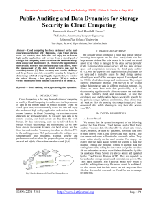 Public Auditing and Data Dynamics for Storage Security in Cloud Computing