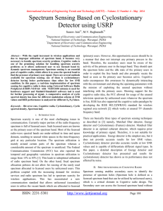 Spectrum Sensing Based on Cyclostationary Detector using USRP Saurav Jain , M.V. Raghunadh