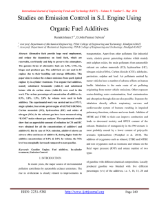 Studies on Emission Control in S.I. Engine Using Organic Fuel Additives  Ramakrishnan.T