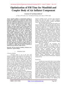 Optimization of Fill Time for Manifold and Prashant.V.H and Ramesh Babu K