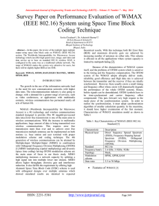 Survey Paper on Performance Evaluation of WiMAX Coding Technique